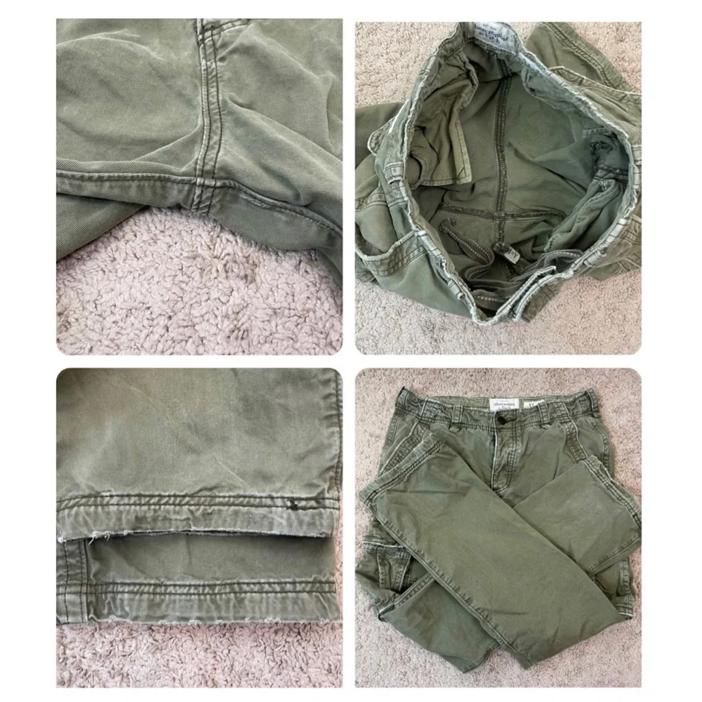 Abercrombie & Fitch Men’s Y2K Army Green Cotton Utility Cargo Pants Size 31X30